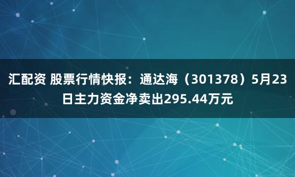 汇配资 股票行情快报：通达海（301378）5月23日主力资金净卖出295.44万元
